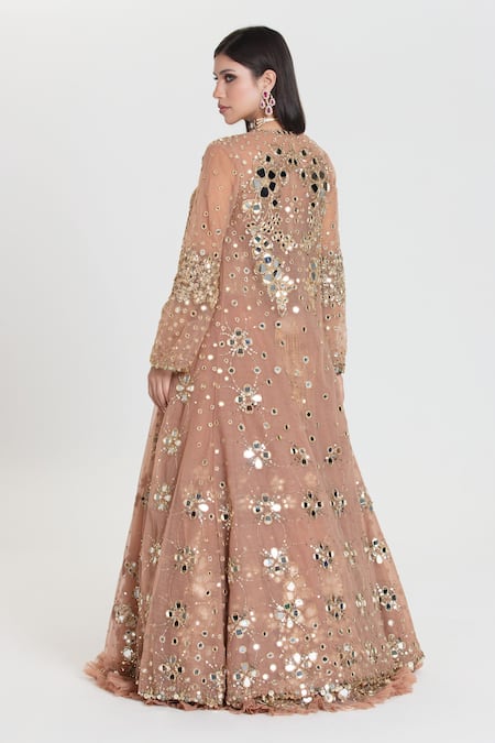 Abhinav Mishra Ruhani Caramel Brown Embroidered Lehenga Set 