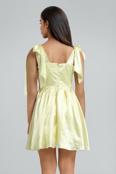 Emblaze Yellow Satin Mini Dress 