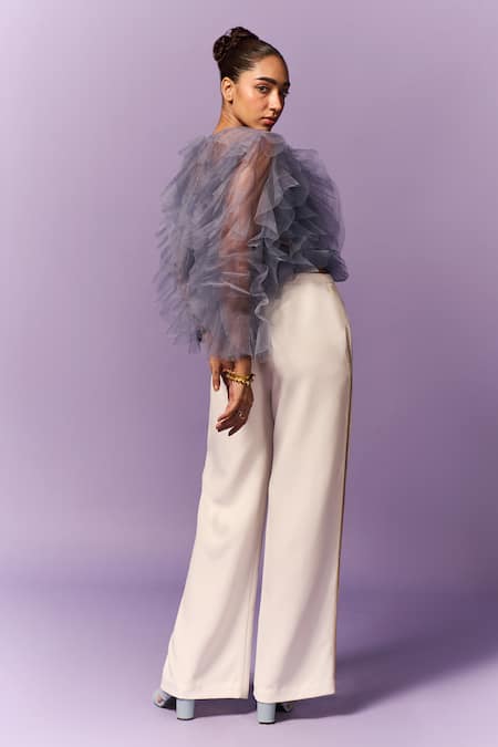 Emblaze Light Blue Tulle Ruffle Top 