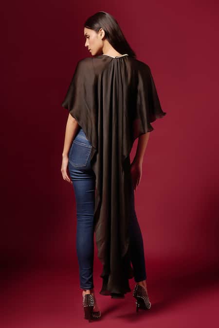 Emblaze Black Chiffon Cape Top 