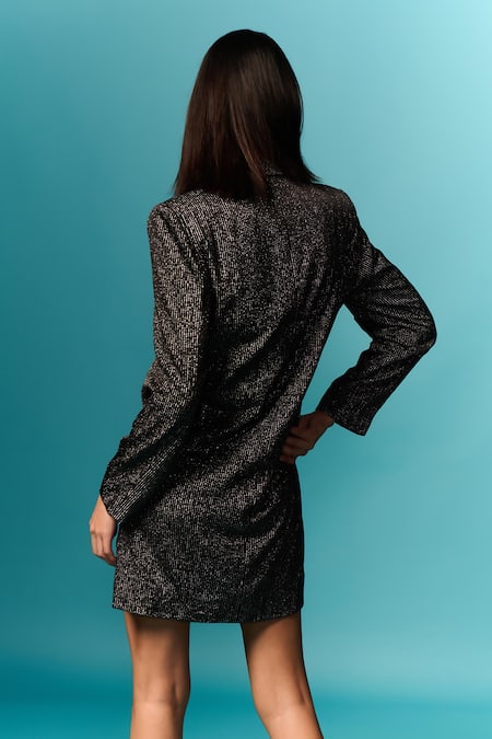 Emblaze Black Shimmer Blazer Dress 
