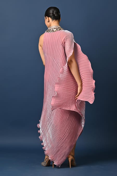 Kiran Uttam Ghosh Pink Pleated Designer Pant 