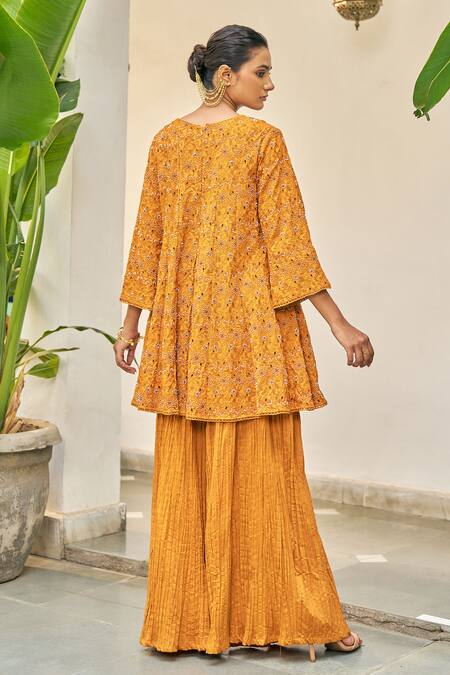 Vidushi Gupta Ochre Yellow Designer Kurta Set 