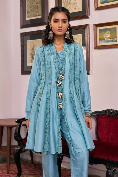 Vidushi Gupta Blush Blue Designer Kurta Set 