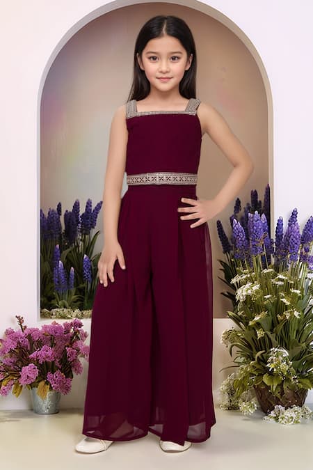 Buy_Petite Pomme_Wine Georgette Embroidery Set_Online_at_Aza_Fashions