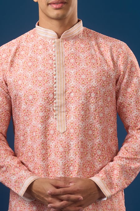 Shop Arihant Rai Sinha Yellow Silk Embroidery Lucknowi Kurta And Pant Set Online at Aza Fashions Shop_Arihant Rai Sinha_Yellow Silk Embroidery Lucknowi Kurta And Pant Set _Online_at_Aza_Fashions