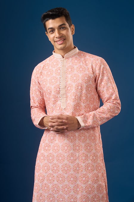 Arihant Rai Sinha Yellow Silk Embroidery Lucknowi Kurta And Pant Set at Aza Fashions Arihant Rai Sinha_Yellow Silk Embroidery Lucknowi Kurta And Pant Set _at_Aza_Fashions