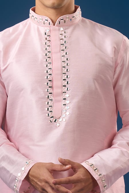Arihant Rai Sinha Pink Silk Embroidery Light Lucknowi Kurta Set at Aza Fashions Arihant Rai Sinha_Pink Silk Embroidery Light Lucknowi Kurta Set _at_Aza_Fashions