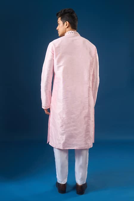 Arihant Rai Sinha Light Pink Lucknowi Embroidered Kurta Set 