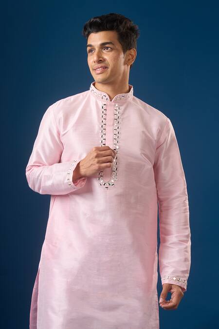 Buy Arihant Rai Sinha Pink Silk Embroidery Light Lucknowi Kurta Set Buy_Arihant Rai Sinha_Pink Silk Embroidery Light Lucknowi Kurta Set