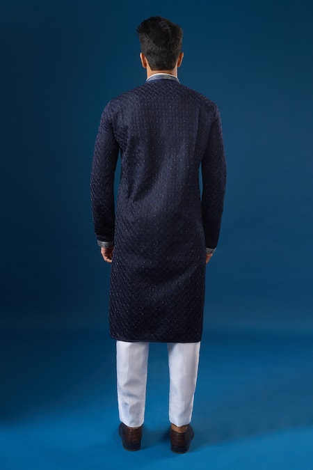 Arihant Rai Sinha Blue Lucknowi Embroidered Kurta Set 