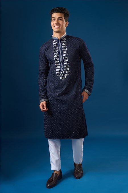 Arihant Rai Sinha Blue Lucknowi Embroidered Kurta Set 