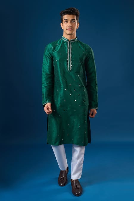 Arihant Rai Sinha Green Lucknowi Embroidered Kurta Set 