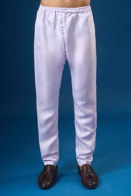 Shop_Arihant Rai Sinha_White Silk Embroidery And Purple Lucknowi Sherwani Set _Online_at_Aza_Fashions