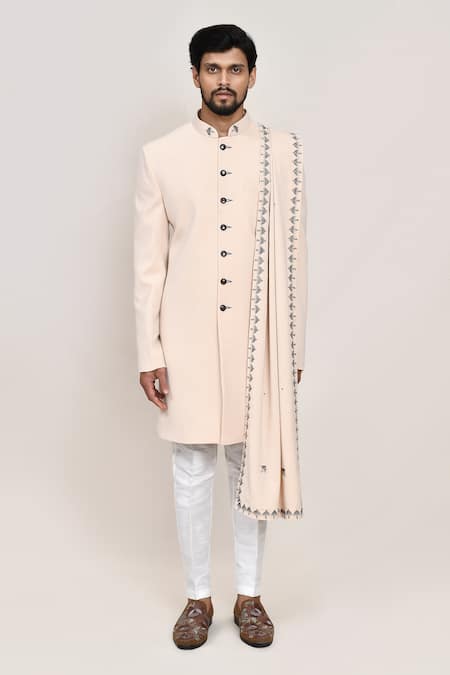 Buy_Arihant Rai Sinha_Cream Embroidery Sherwani Pant Set _Online_at_Aza_Fashions