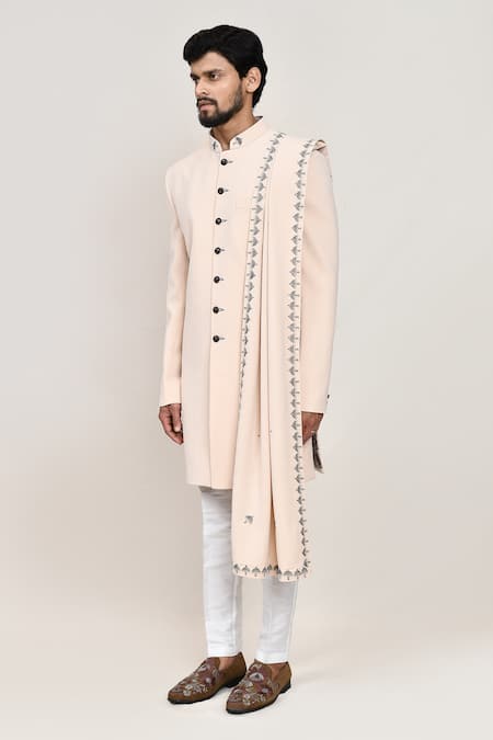 Buy_Arihant Rai Sinha_Cream Embroidery Sherwani Pant Set 