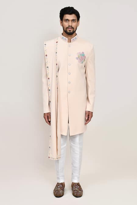 Buy_Arihant Rai Sinha_Cream Embroidery Sherwani Set _Online_at_Aza_Fashions