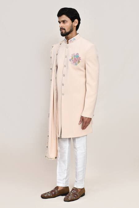 Arihant Rai Sinha_Cream Embroidery Sherwani Set _at_Aza_Fashions
