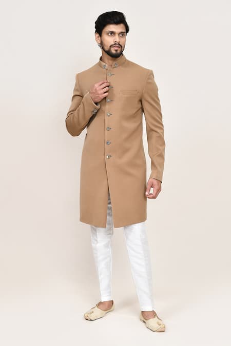Arihant Rai Sinha Chikoo Sherwani & White Pant Set 