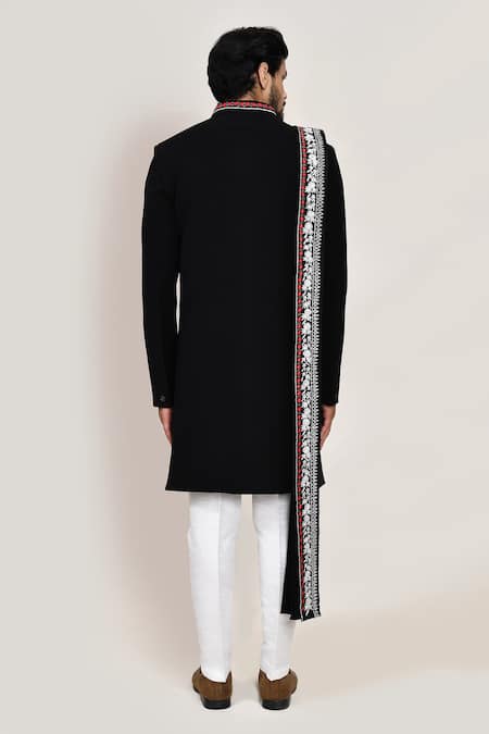 Arihant Rai Sinha Black Sherwani Set With White Pant 