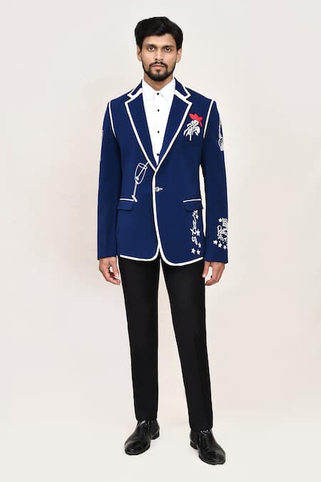 Shop_Arihant Rai Sinha_Blue Embroidery Coat Set _Online_at_Aza_Fashions