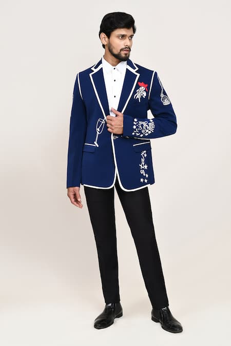 Arihant Rai Sinha_Blue Embroidery Coat Set _at_Aza_Fashions