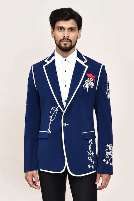 Buy Arihant Rai Sinha Blue Embroidery Coat Set Buy_Arihant Rai Sinha_Blue Embroidery Coat Set