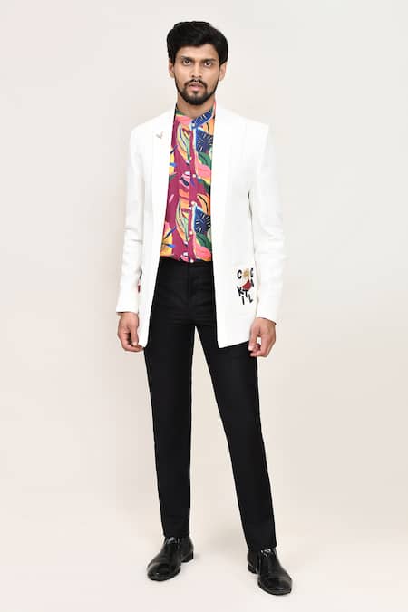 Arihant Rai Sinha Multicolor Printed Shirt & White Jacket Set 