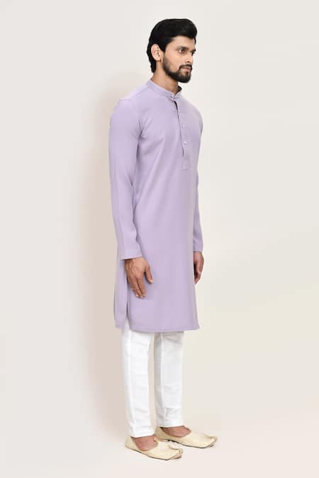 Buy_Arihant Rai Sinha_Mauve Lace Imported Lachka Kurta And White Pant Set _Online_at_Aza_Fashions