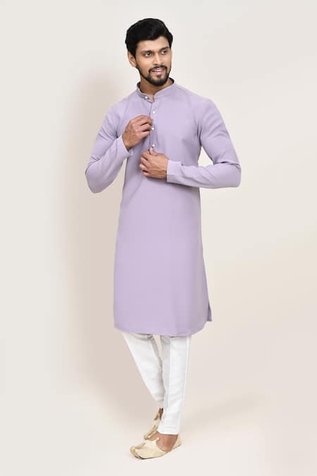 Buy_Arihant Rai Sinha_Mauve Lace Imported Lachka Kurta And White Pant Set 