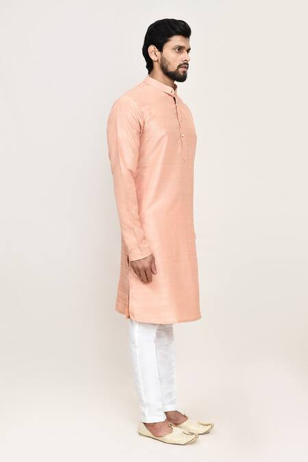 Arihant Rai Sinha_Peach Art Silk Kurta And Pant Set _Online_at_Aza_Fashions