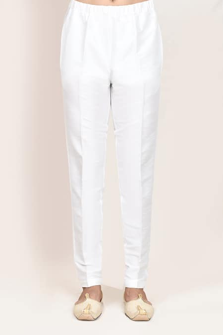 Arihant Rai Sinha_Cream Embroidery Thread Work Kurta And White Pant Set _Online_at_Aza_Fashions