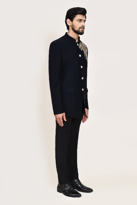 Buy_Arihant Rai Sinha_Navy Embroidery Blue Coat And Black Pant _Online_at_Aza_Fashions
