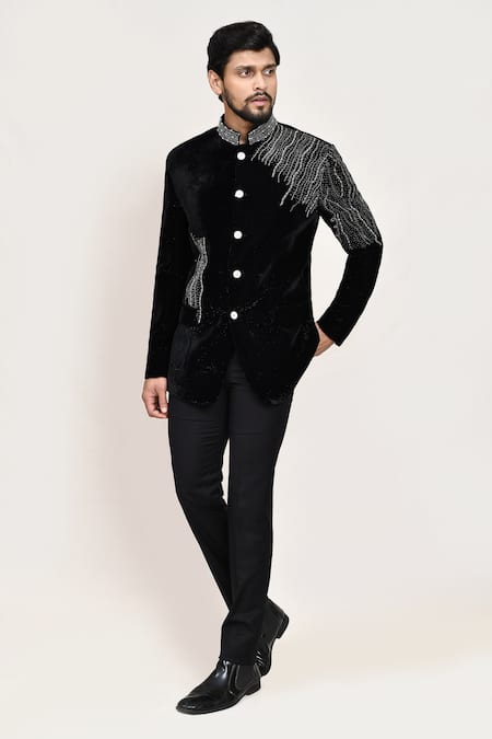 Arihant Rai Sinha Black Velvet Embellished Coat & Pant Set 