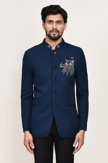 Buy_Arihant Rai Sinha_Teal Embroidery Green Coat And Black Pant 