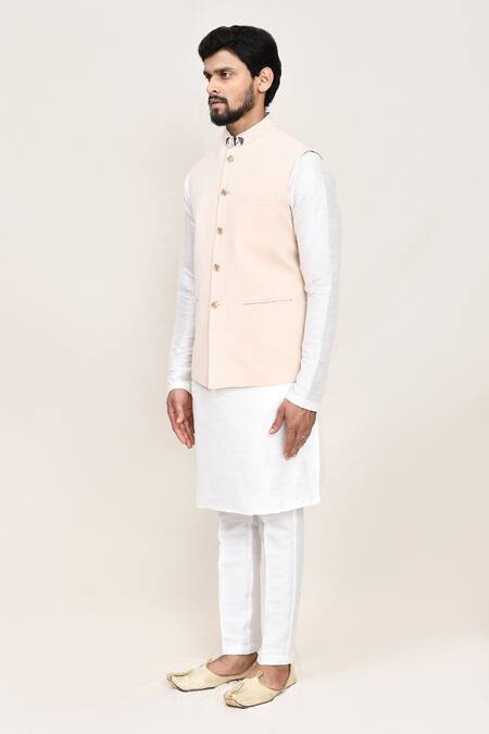Shop_Arihant Rai Sinha_Cream Nehru Jacket With White Kurta And Pant 