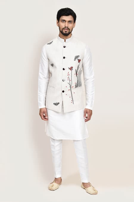 Arihant Rai Sinha Off White Nehru Jacket & White Kurta Set 