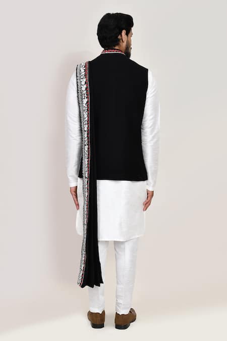 Arihant Rai Sinha Black Nehru Jacket with White Kurta Set 