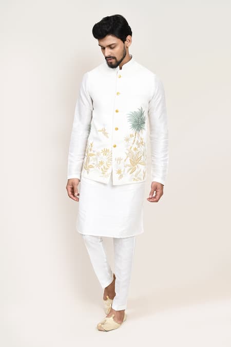 Arihant Rai Sinha White Art Silk Kurta Set 