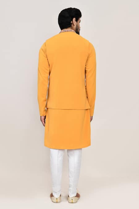 Arihant Rai Sinha Yellow Embroidered Nehru Jacket Set