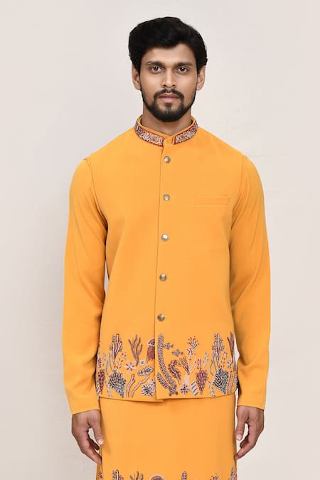 Buy Arihant Rai Sinha Yellow Embroidery Nehru Jacket Set Buy_Arihant Rai Sinha_Yellow Embroidery Nehru Jacket Set