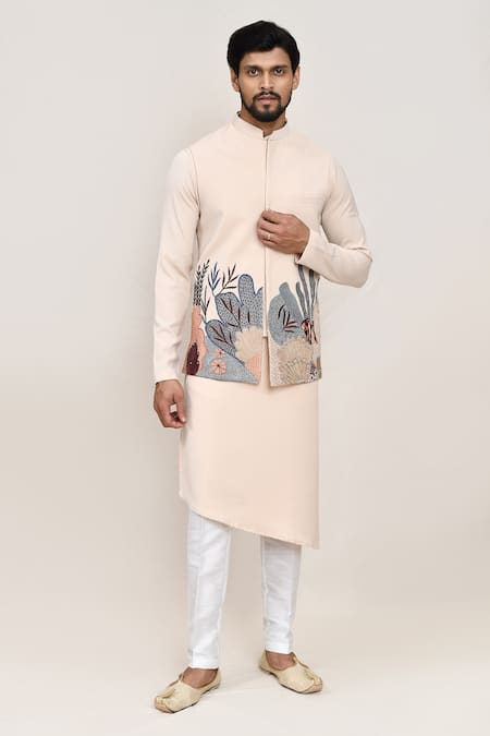 Shop_Arihant Rai Sinha_Cream Embroidery Nehru Jacket Set _Online_at_Aza_Fashions