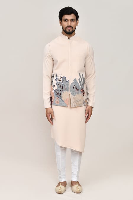 Arihant Rai Sinha_Cream Embroidery Nehru Jacket Set _at_Aza_Fashions