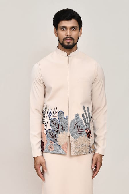 Buy Arihant Rai Sinha Cream Embroidery Nehru Jacket Set Buy_Arihant Rai Sinha_Cream Embroidery Nehru Jacket Set