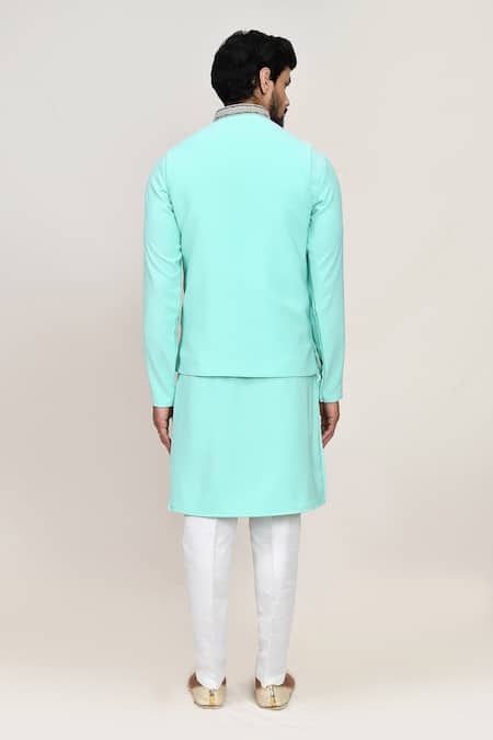 Arihant Rai Sinha Sea Green Nehru Jacket Kurta Set 