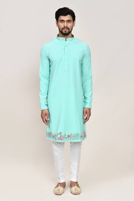 Buy_Arihant Rai Sinha_Green Embroidery Sea Nehru Jacket Kurta Set _Online_at_Aza_Fashions
