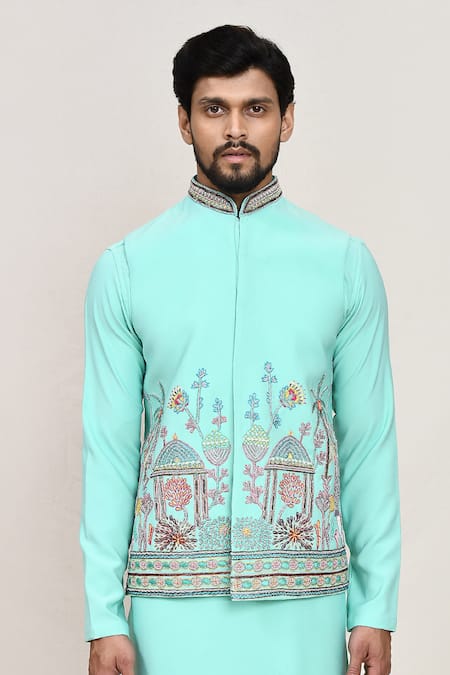 Buy Arihant Rai Sinha Green Embroidery Sea Nehru Jacket Kurta Set Buy_Arihant Rai Sinha_Green Embroidery Sea Nehru Jacket Kurta Set