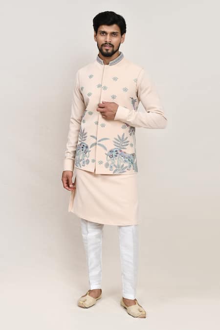 Arihant Rai Sinha Cream Embroidered Nehru Jacket Set 