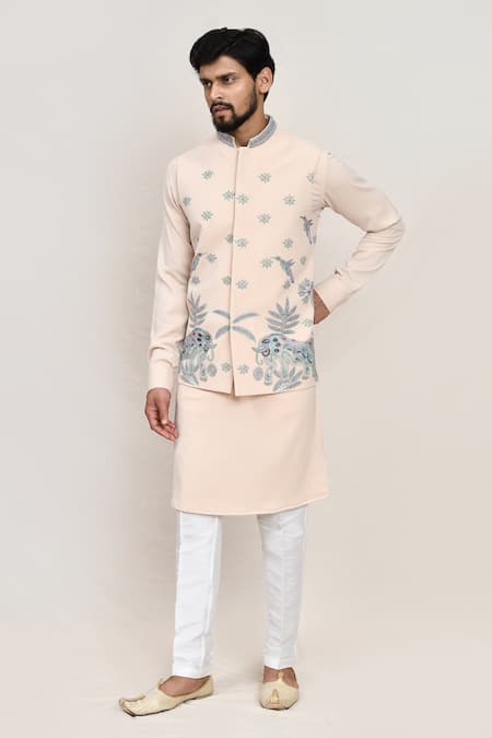 Arihant Rai Sinha_Cream Embroidery Nehru Jacket Set _at_Aza_Fashions