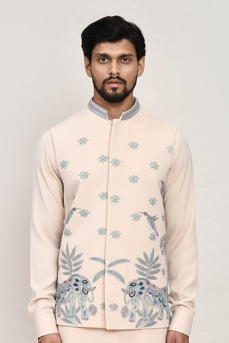 Buy_Arihant Rai Sinha_Cream Embroidery Nehru Jacket Set 